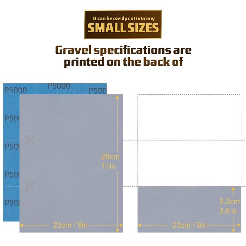 LCubro Sandpaper 5000 Grit, Wet Dry Sanding Sheets, High Performance Sand Paper for Wood Furniture Finishing, Metal Grinding, Automotive Polishing, 9 x 11 inches, 15-Sheets - Image 2